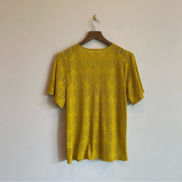 MICHAEL Michael Kors Yellow Lace Button-Up Top - Picture 7 of 7